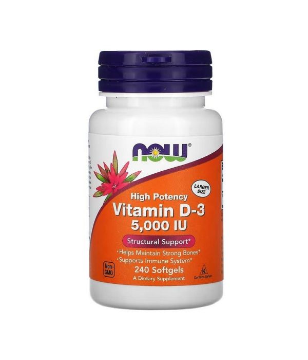 NOW Vitamin D-3 5000 IU, 240 капсул