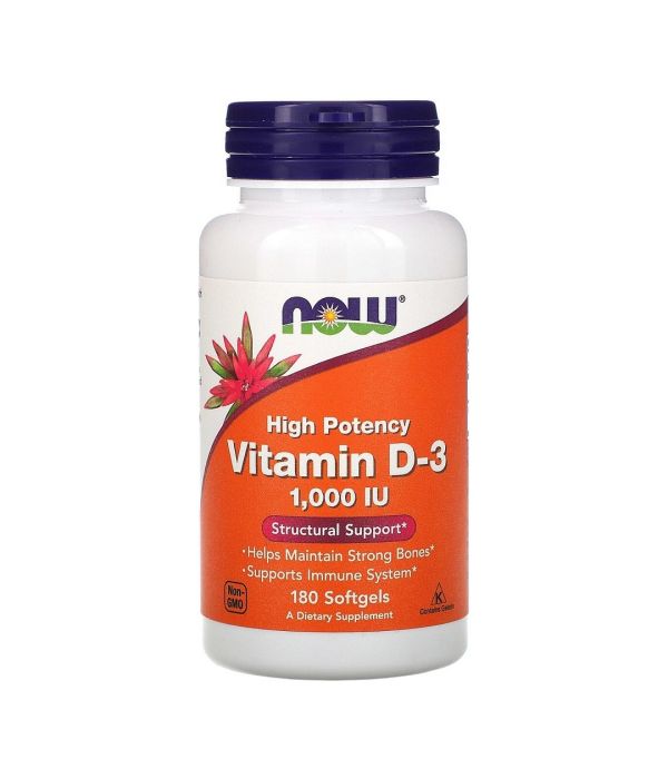 NOW Vitamin D-3 1000 IU, 180 капсул