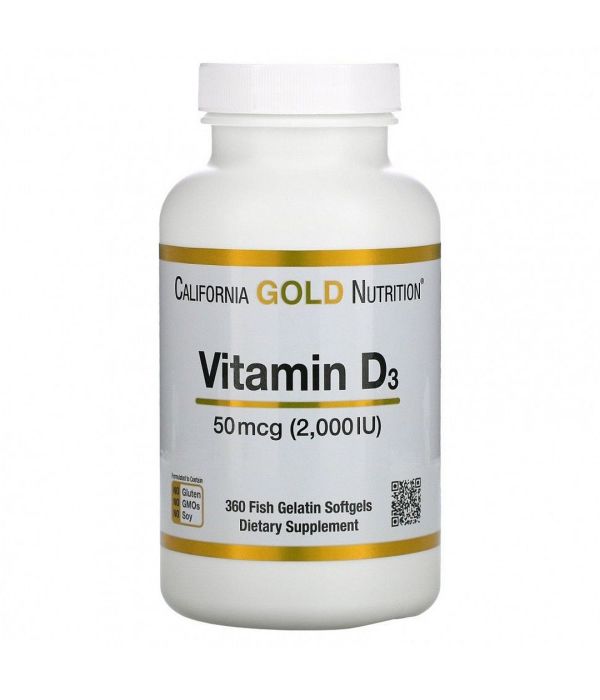 California Gold Nutrition Vitamin D3 2000 IU, 360 капсул