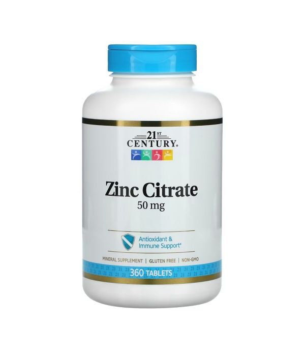 21st Century Zinc Citrate 50 мг, 360 таблеток